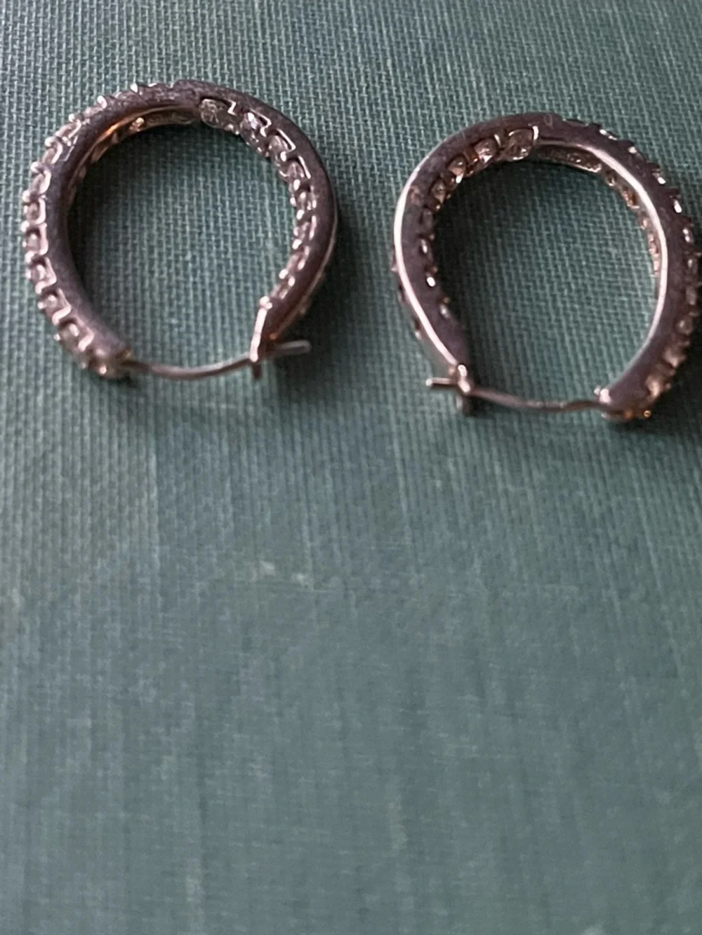 Vintage 925 DQCZ Diamonique Cubic Zirconia Sterling Silver Hoop Earrings 4.99g - Picture 10 of 10